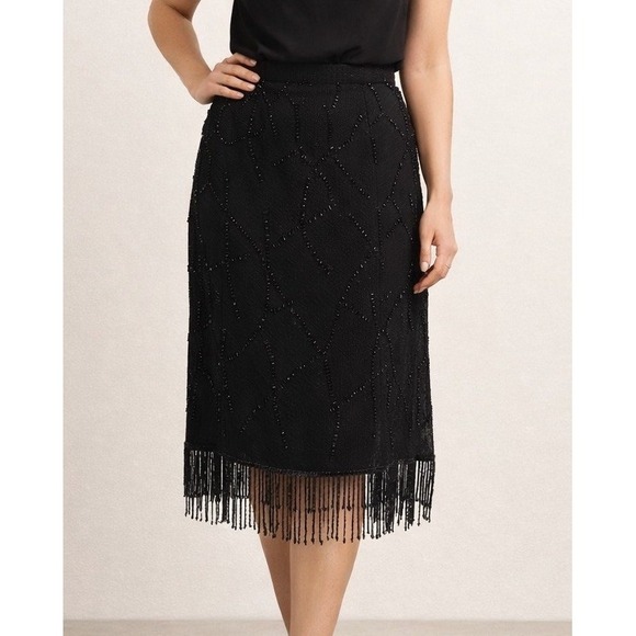 Laurence Kazar Dresses & Skirts - VINTAGE Laurence Kazar Skirt Womens Plus Size 1X Beaded Black Evening Party